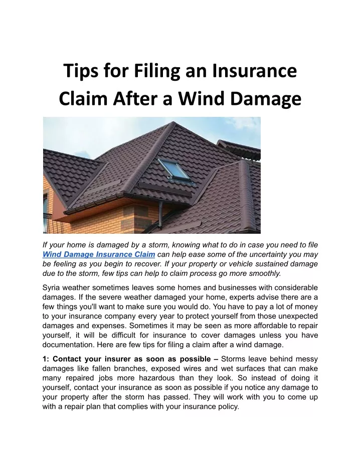 tips for filing an insurance claim after a wind