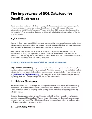 the importance of sql database for small