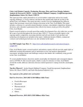 citric acid market capacity production revenue