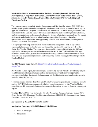 bio vanillin market business overview statistics