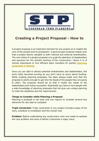 Creating a Project Proposal - How to