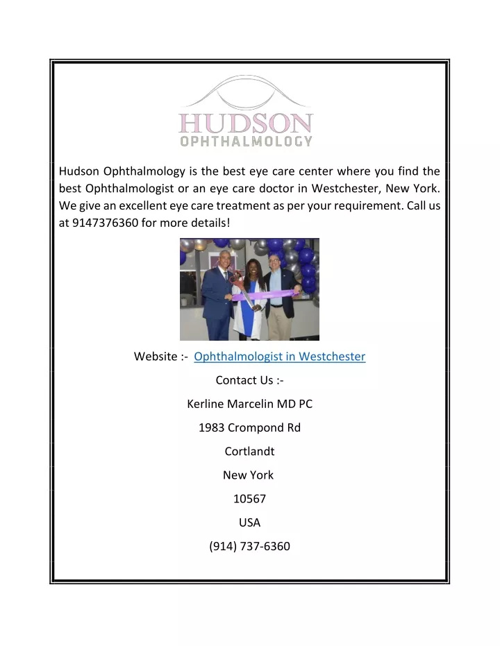 hudson ophthalmology is the best eye care center