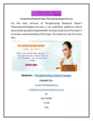 Paraphrasing Research Paper Thecustomwritingservice