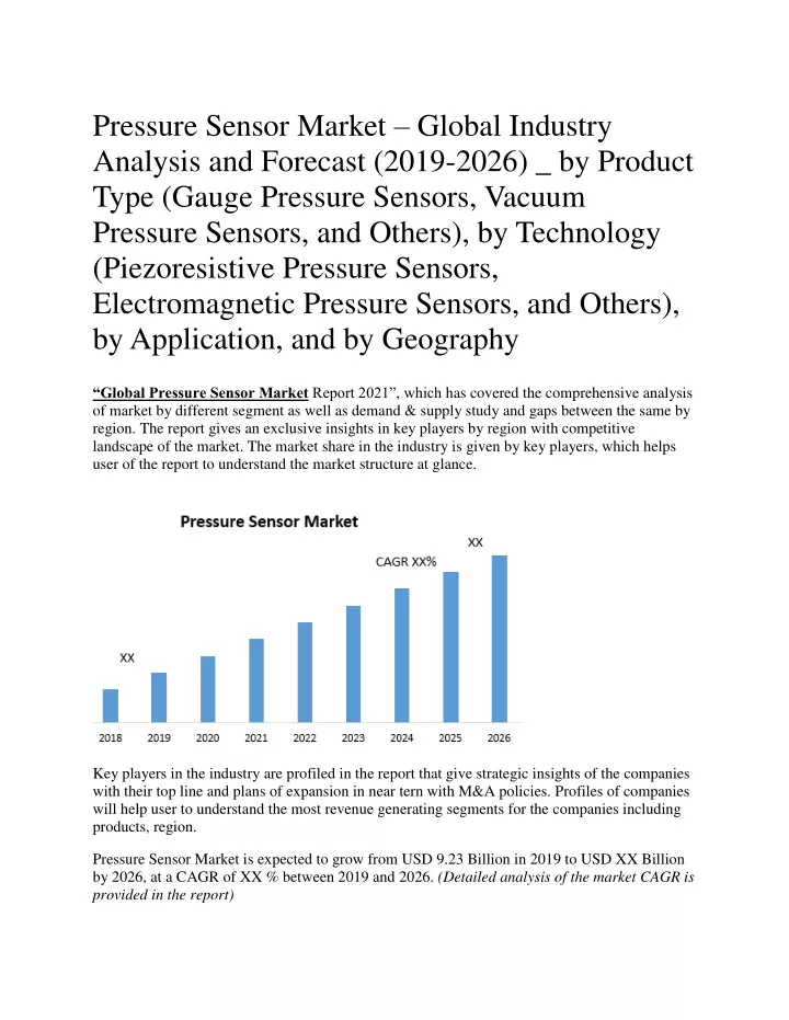 pressure sensor market global industry analysis