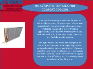 DX Evaporator Coils for Comfort Cooling