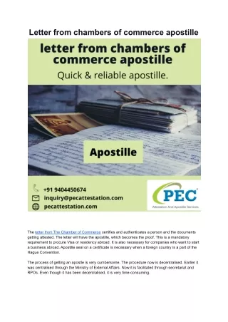 letter from chambers of commerce apostille