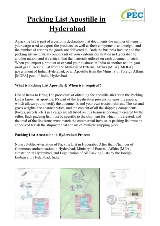 Packing list apostille in Hyderabad-pdf