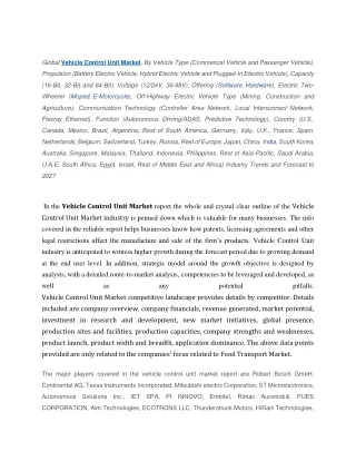 global vehicle control unit market by vehicle