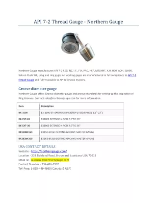 API 7-2 Thread Gauge - Northern Gauge