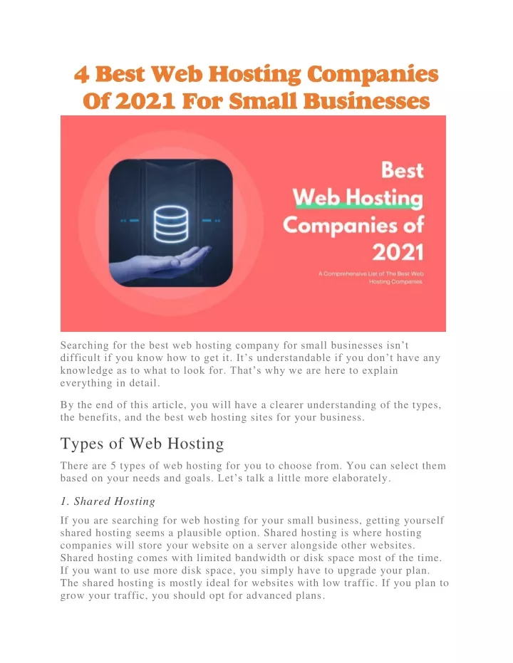 4 best web hosting companies of 2021 for small