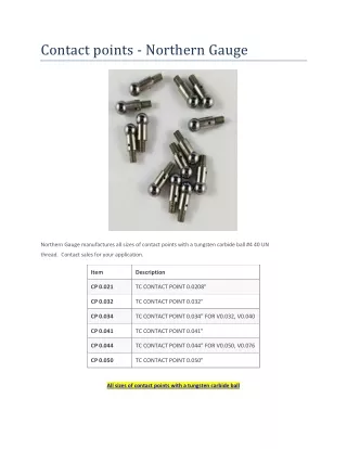 Contact points - Northern Gauge