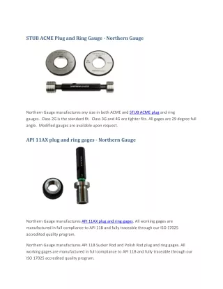 STUB ACME Plug and Ring Gauge