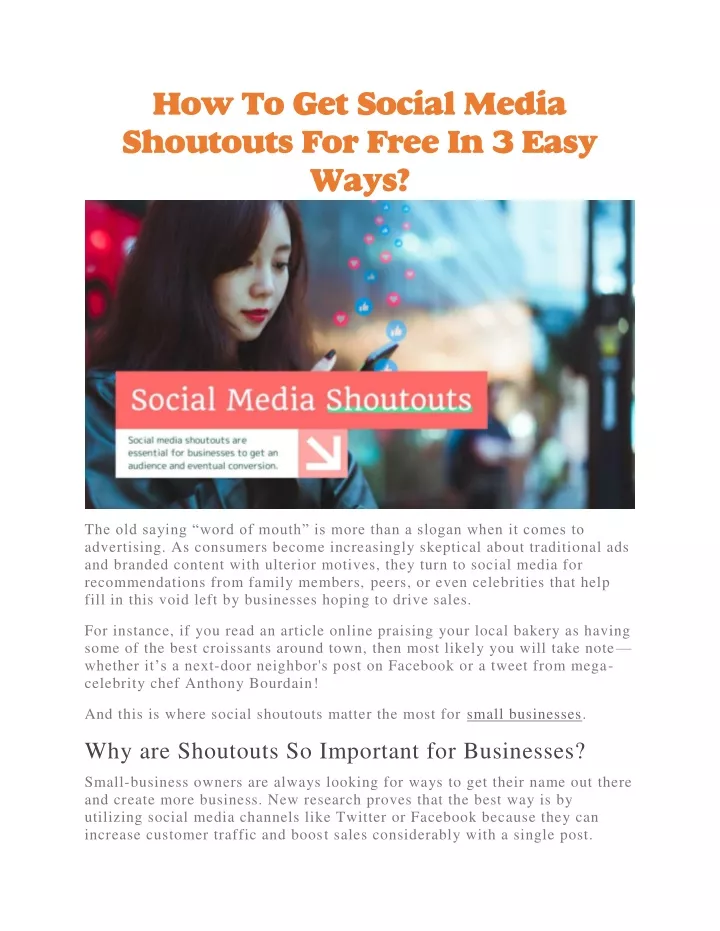 how to get social media shoutouts for free