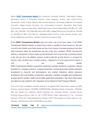global hvdc transmission market by component
