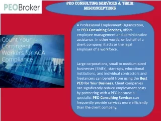 peo consulting services their misconceptions