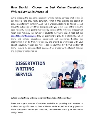 How Should I Choose the Best Online Dissertation Writing Services in Australia?