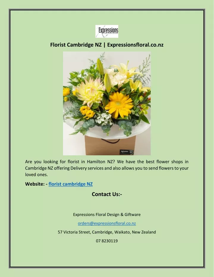 florist cambridge nz expressionsfloral co nz