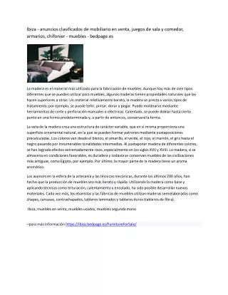 Ibiza - anuncios clasificados de mobiliario en venta, juegos de sala y comedor, armarios, chifonier - muebles - bedpage.