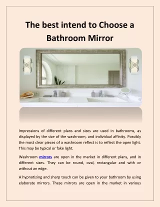 The best intend to Choose a Bathroom Mirror