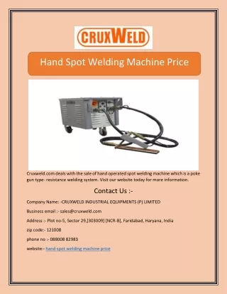 Hand Spot Welding Machine Price