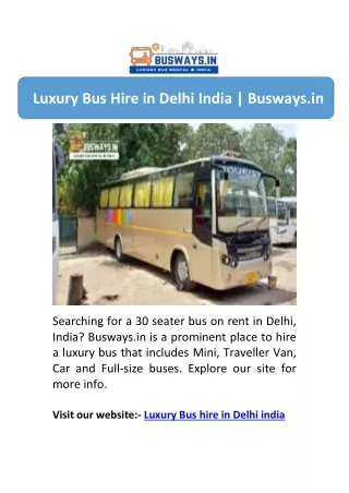 Luxury Bus Hire in Delhi India | Busways.in