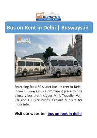 Bus on Rent in Delhi | Busways.in