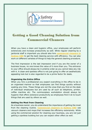 Getting a Good Cleaning Solution from Commercial Cleaners