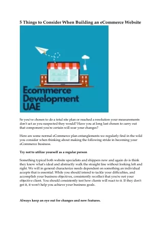 5 things to consider when building an ecommerce