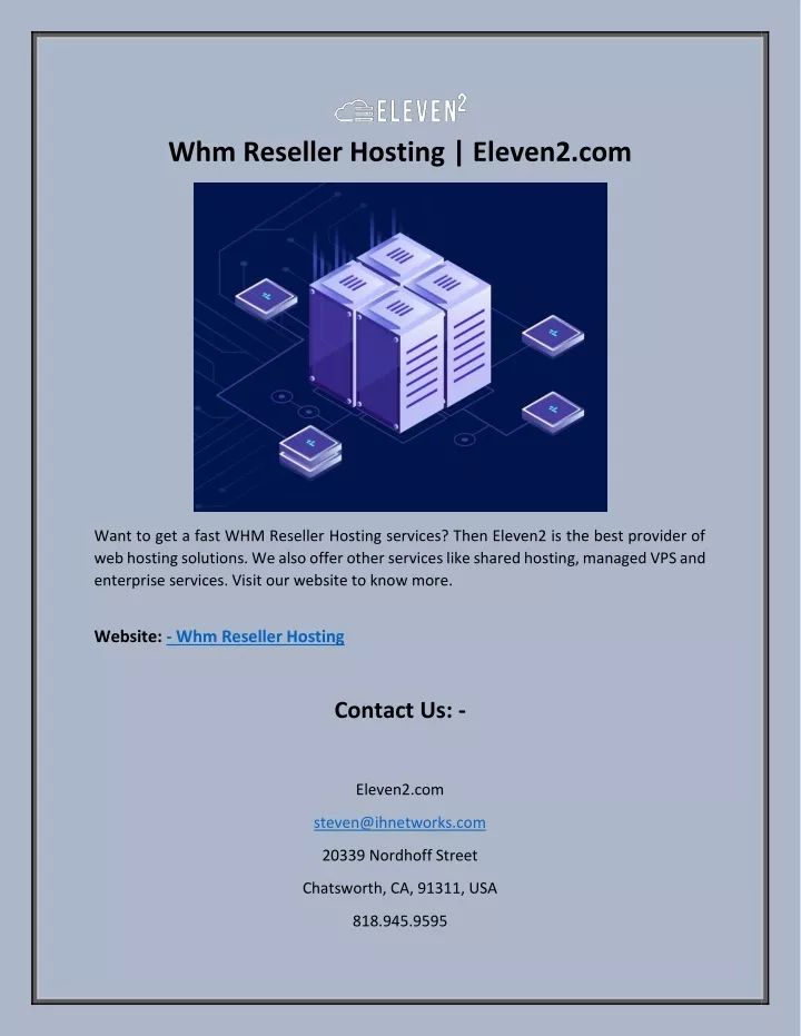 whm reseller hosting eleven2 com
