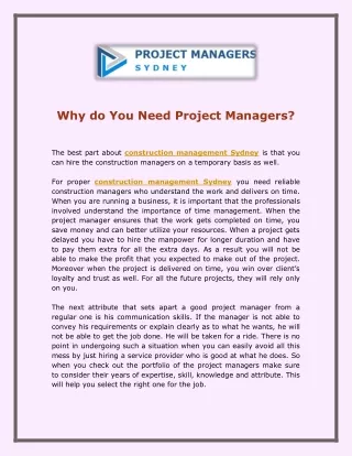 Why do You Need Project Managers