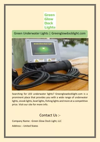 green underwater lights greenglowdocklight com