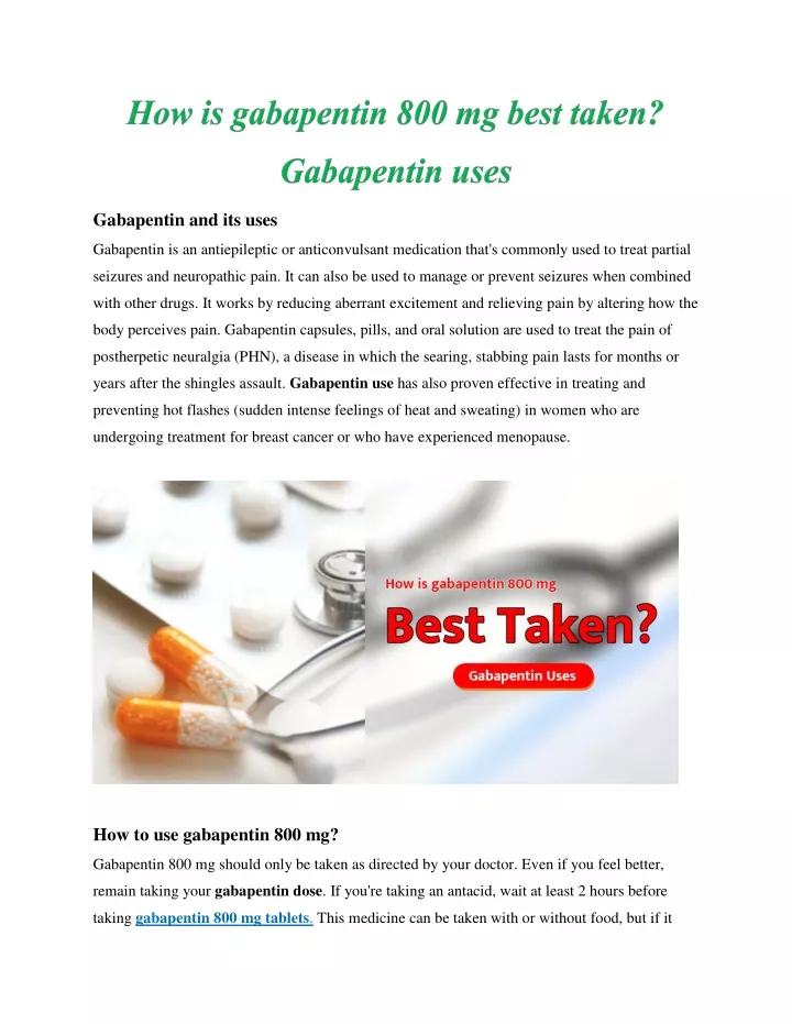 gabapentin and its uses