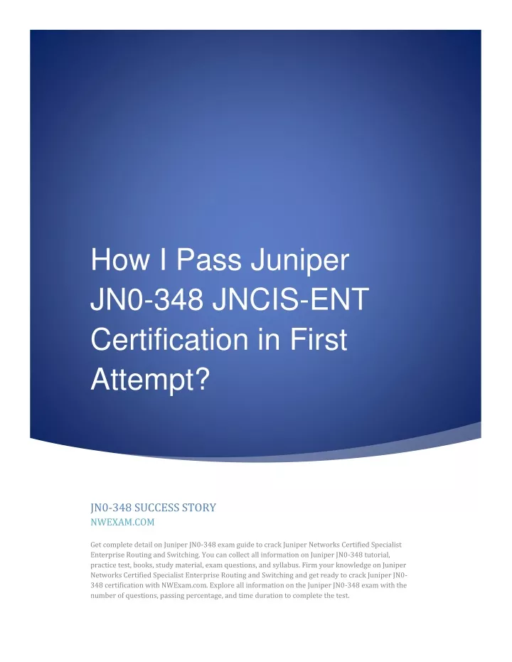 how i pass juniper jn0 348 jncis