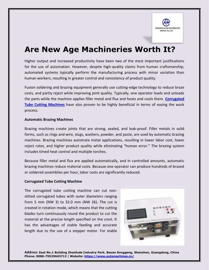 are new age machineries worth it