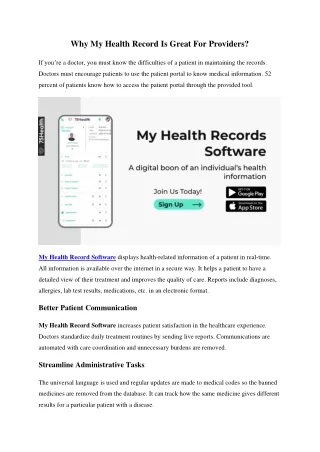 why my health record is great for providers