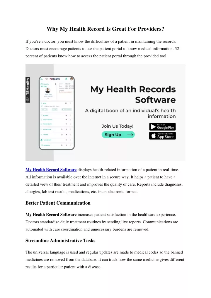 why my health record is great for providers