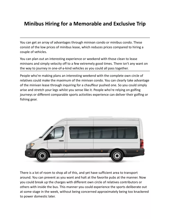 minibus hiring for a memorable and exclusive trip