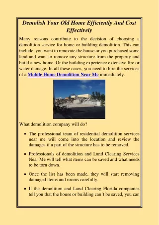 demolish your old home efficiently and cost