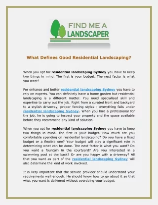 What Defines Good Residential Landscaping