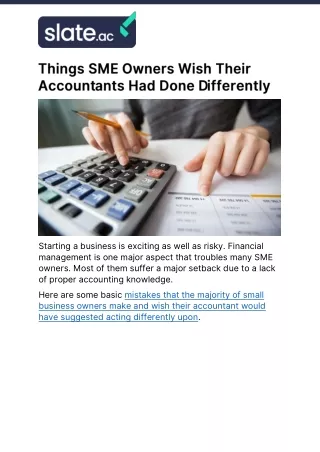 Things SME Owners Wish Their Accountant Had Done Differently