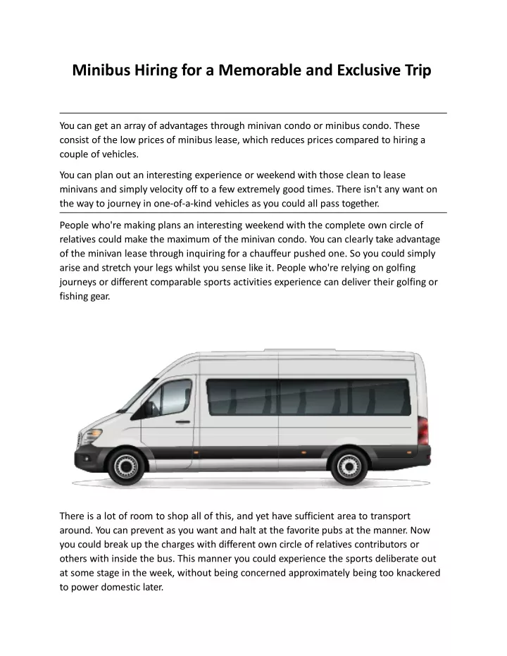 minibus hiring for a memorable and exclusive trip