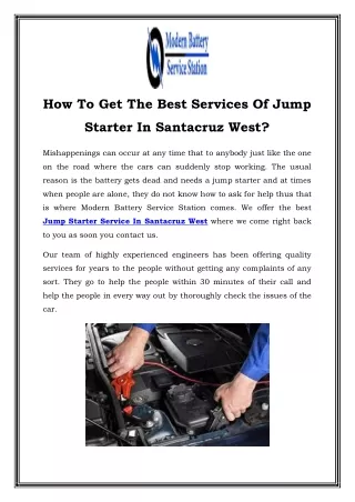Jump Starter Service In Santacruz West Call-9870276305