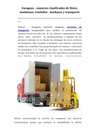 Zaragoza - anuncios clasificados de fletes, mudanzas, traslados - mudanza y transporte