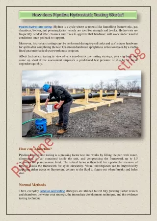 How does Pipeline Hydrostatic Testing Works?