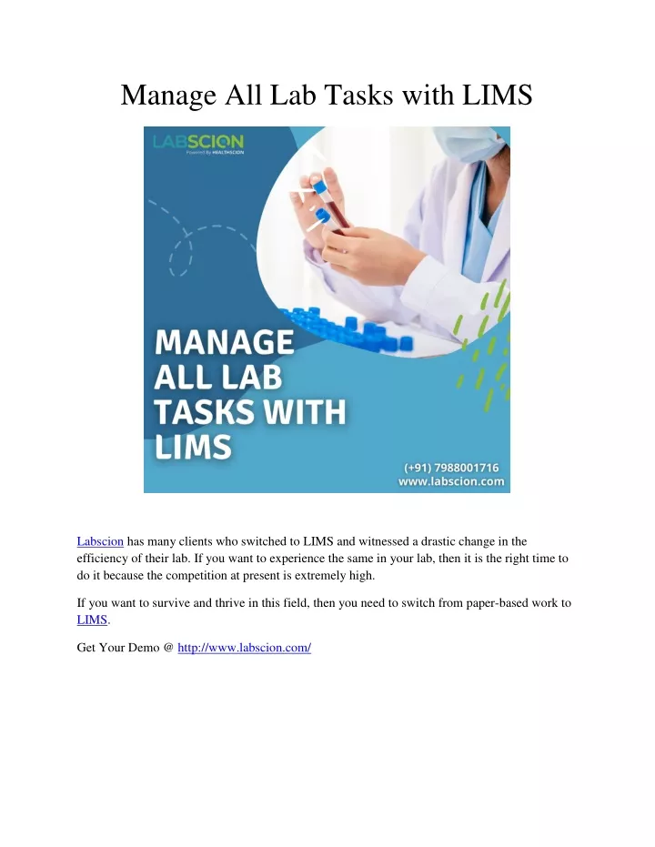manage all lab tasks with lims