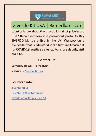 Ziverdo Kit USA | Rxmedkart.com