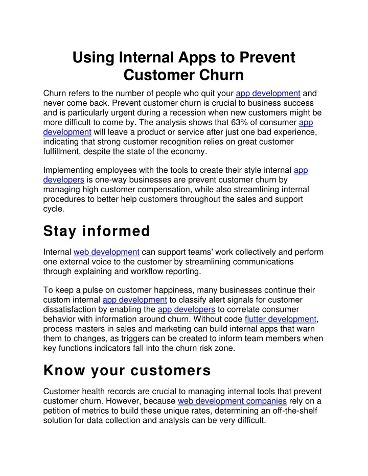 using internal apps to prevent customer churn
