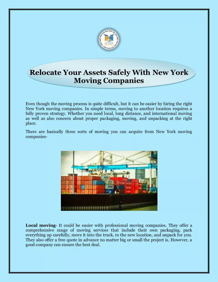relocate your assets safely with new york moving