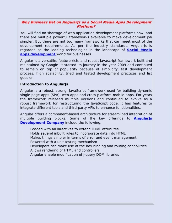 why business bet on angularjs as a social media