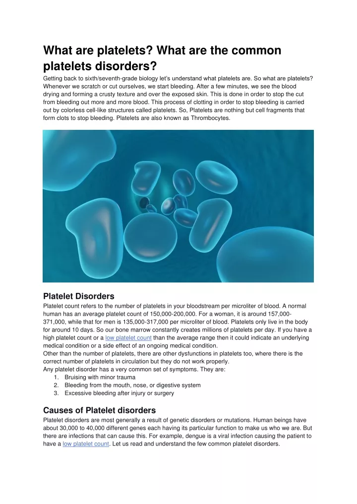 PPT - What are platelets? What are the common platelets disorders ...